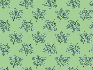 Hand drawn floral pattern vector design. Simple ornament with plant and leaf.