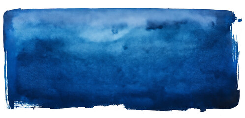 Blue abstract background in Aqurell or watercolors isolated in panorama format.