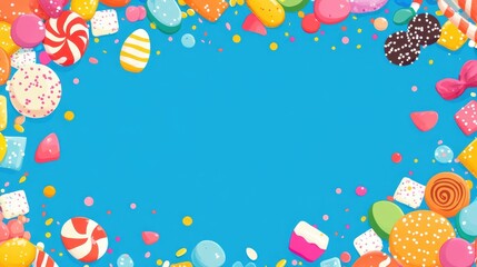 Colorful Candy Delight - Vibrant Sweet Display Flat Design Illustration with Copy Space for Text