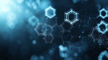 Abstract and modern digital background with particles and hexagons for corporate business presentations and broadcasts.