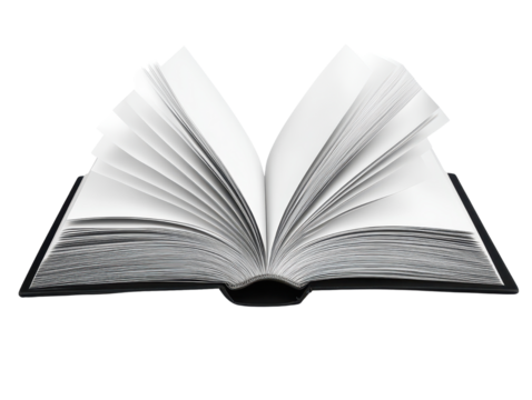 An open book with blank pages, ideal for writing notes, sketches, or creative ideas. Perfect for educational and artistic projects.