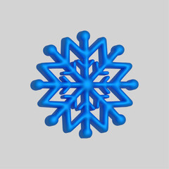 3d render set of snowflakes. Meteorology realistic element. Vector symbol of cold, frost. Design element for winter season	