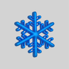3d render set of snowflakes. Meteorology realistic element. Vector symbol of cold, frost. Design element for winter season	