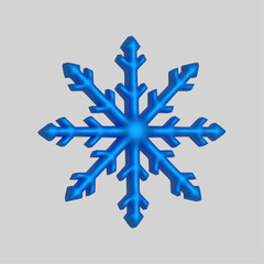 3d render set of snowflakes. Meteorology realistic element. Vector symbol of cold, frost. Design element for winter season	