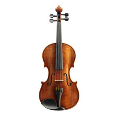 Fototapeta premium A beautifully crafted wooden violin, showcasing intricate details and a glossy finish, ideal for music lovers and educational content.