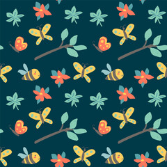 Obraz premium Childrens fashion pattern with baby animals. Cute safari african animals with plant - print. Childish seamless pattern for nursery design, kids textile, boys and girls fabric apparel.