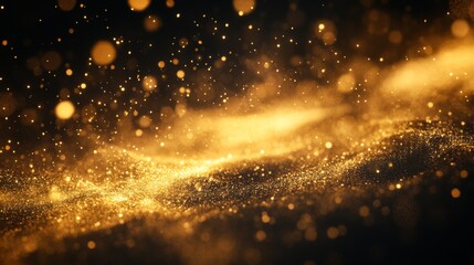 Golden glittering bokeh abstract background