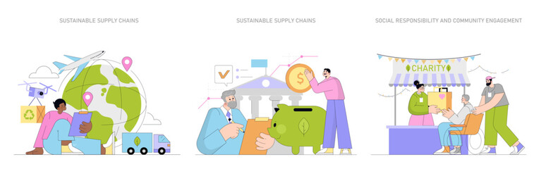 Sustainability and ESG. Flat Vector Illustration