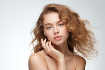 Naklejka premium Portrait beautiful young woman with clean fresh skin portrait adult photo.