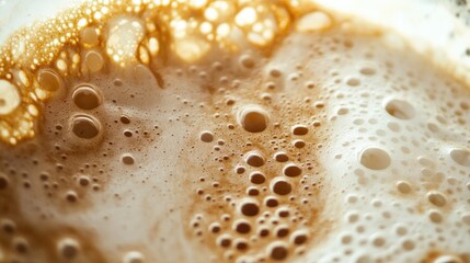 Close-up of Coffee Foam with Visible Bubbles