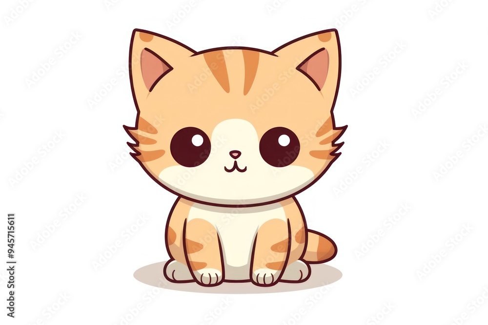 Wall mural cute cartoon orange tabby cat