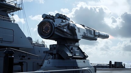 High powered Laser Weapon System Mounted on a Naval Warship