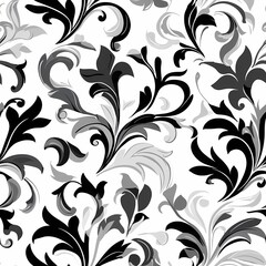 Elegant black and white floral pattern showcasing intricate designs.