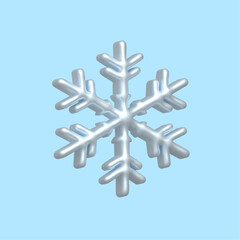 3d render set of snowflakes. Meteorology realistic element. Vector symbol of cold, frost. Design element for winter season	