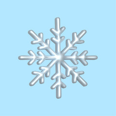3d render set of snowflakes. Meteorology realistic element. Vector symbol of cold, frost. Design element for winter season	