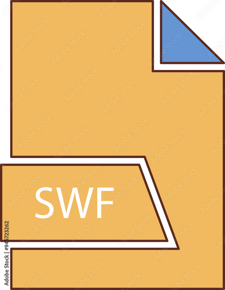 Wall mural SWF File format icon in shapes 2 colors and side contour