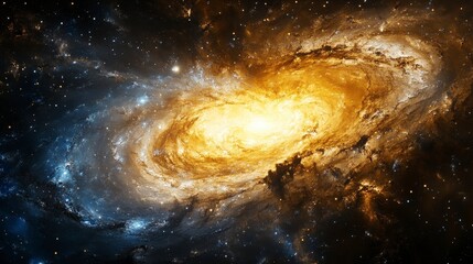 Fototapeta premium A vibrant depiction of a galaxy showcasing swirling stars and cosmic phenomena.