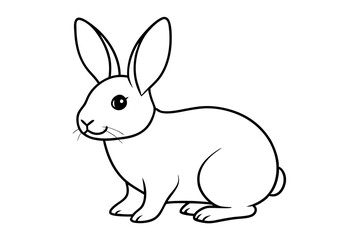 a black silhouette single  line rabbit with white background 