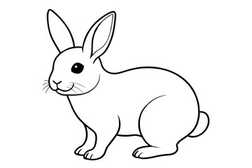 a black silhouette single  line rabbit with white background 