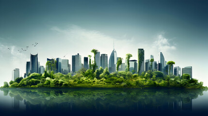 Obraz premium A city skyline transformed into a tapestry of greenery