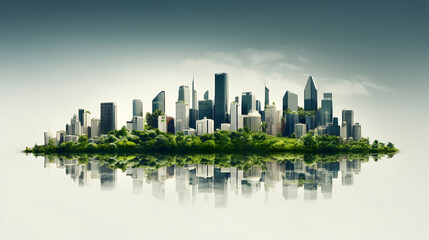 Obraz premium A city skyline transformed into a tapestry of greenery