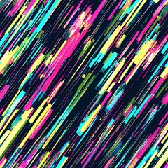 Vibrant abstract lines in neon colors against a dark background.