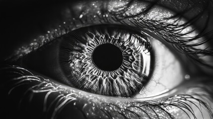Fototapeta premium Close-up of a Human Eye in Black and White