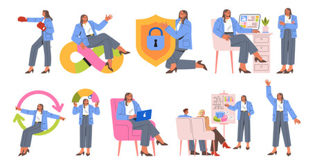 businesswoman set. Flat Vector Illustration