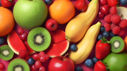 Vibrant Colourful Mixed Tropical Fruits Healthy Foods Wallpaper Background 300 PPI High Resolution Image