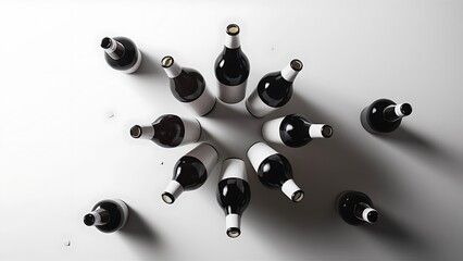 Bottles of beer with white blank labels on white background