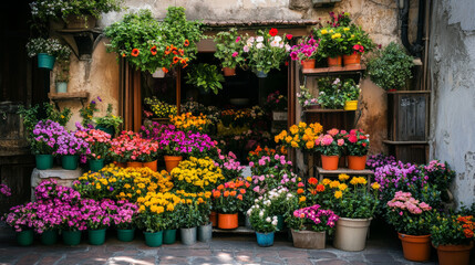  A range of flower pots of different sizes, shapes, and materials (ceramic, terracotta, metal, and glass) are displayed. They come in various colors and patterns, some with intricate designs