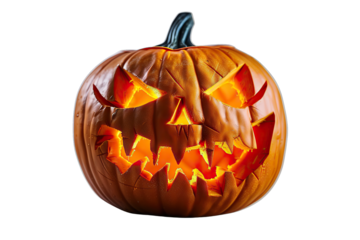 Glowing Grin Spooky Jack-o'-Lantern Carved Pumpkin