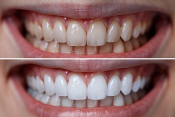 Fototapeta premium smiling teeth whitening before and after treatment