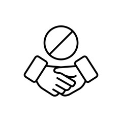 Handshake prevention outline icons, minimalist vector illustration ,simple transparent graphic element .Isolated on white background