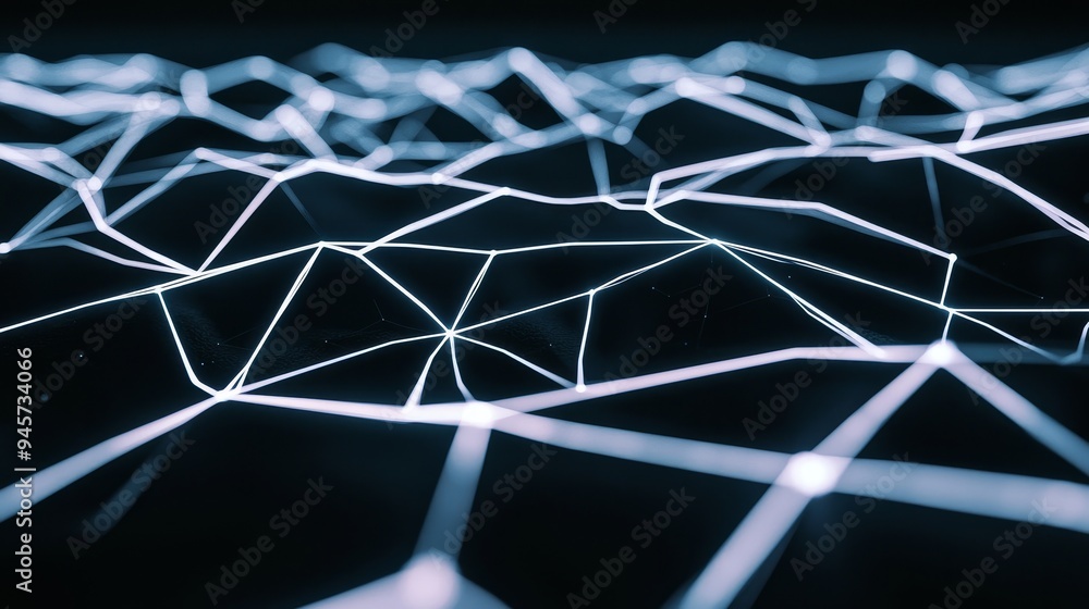 Poster a futuristic digital grid with glowing lines and nodes, creating a sleek, tech-inspired background