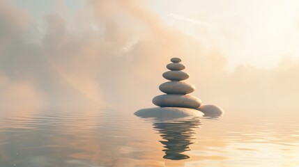 Obraz premium Zen Stones on a Serene Lake