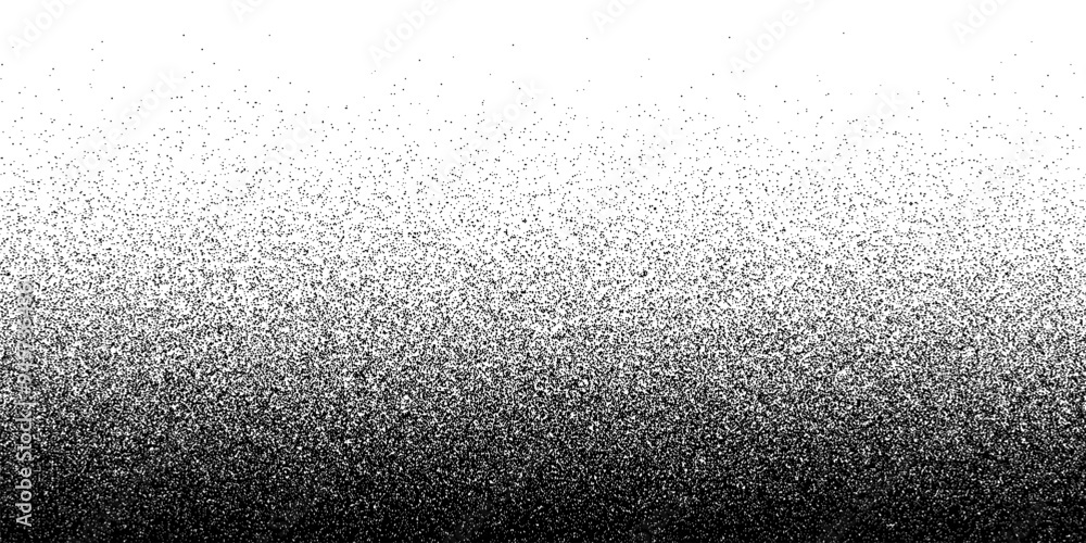 Poster Noise dot grain background with gradient grunge texture, vector halftone fade effect. Abstract grain noise of black irregular dots or grainy monochrome dust sand particles on white background