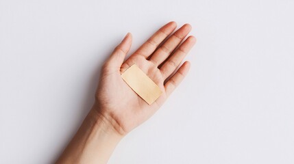 Naklejka premium Healing Touch: First Aid for a Bandaged Hand