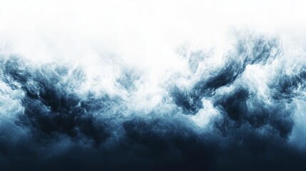 A brooding storm with dark clouds swirling dramatically against a bright empty backdrop