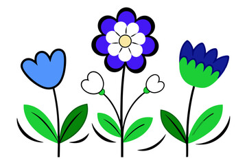 Beautiful Floral Drawing: Multicolored Flowers Against a White Backdrop