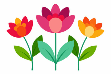 Colorful Flower Drawing: Vibrant Blooms on a White Background