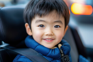 Child Sitting In A Car With Safety Belt