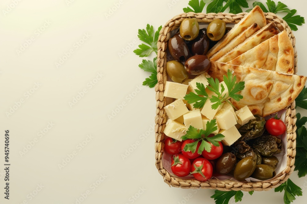 Poster A picnic basket filled with healthy food