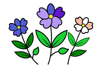 Colorful Flower Drawing: Vibrant Blooms on a White Background