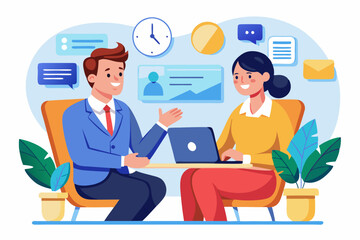 Job interview, business discussion meeting or recruitment manager, candidate answer question or career development, communication or hiring concept, business people answer question in job interview. 
