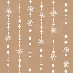 Beige Colour Background With Christmas Snowflakes