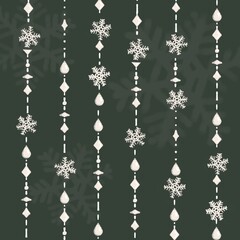 Forest Green Colour Background With Christmas Snowflakes