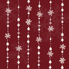 Dark Red Colour Background With Christmas Snowflakes