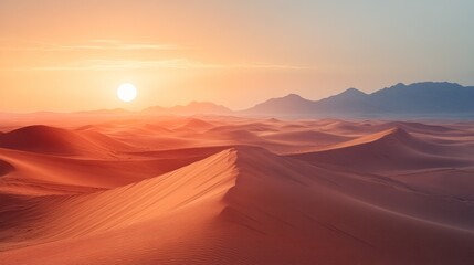 Fototapeta premium Desert Landscape at Sunset with a Golden Hour