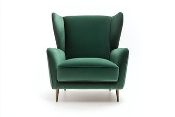 A stylish green armchair with a modern design, perfect for home decor and comfort.